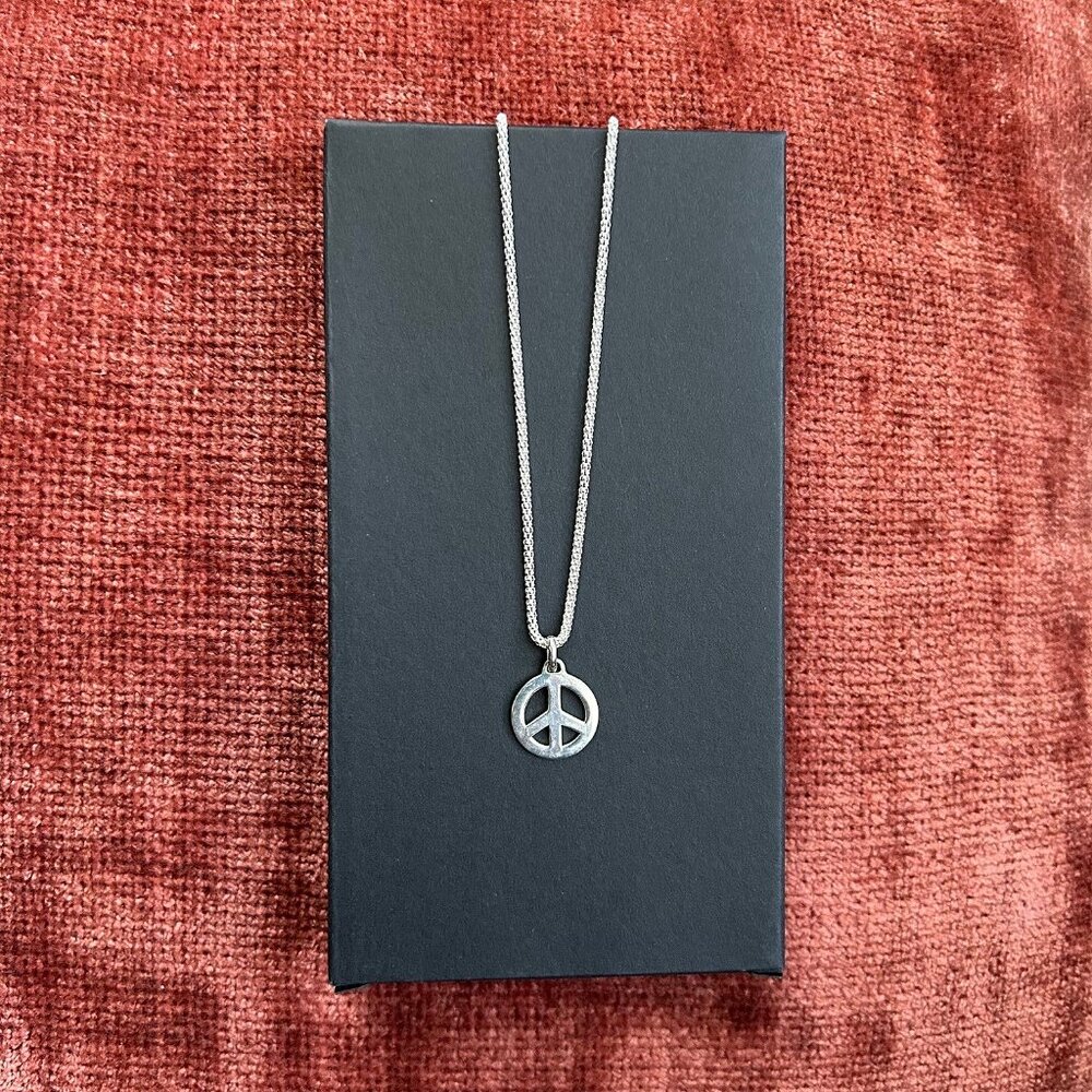 STERLING SILVER 925 Peace Symbol Pendant and CHAIN - Picture 4 of 6